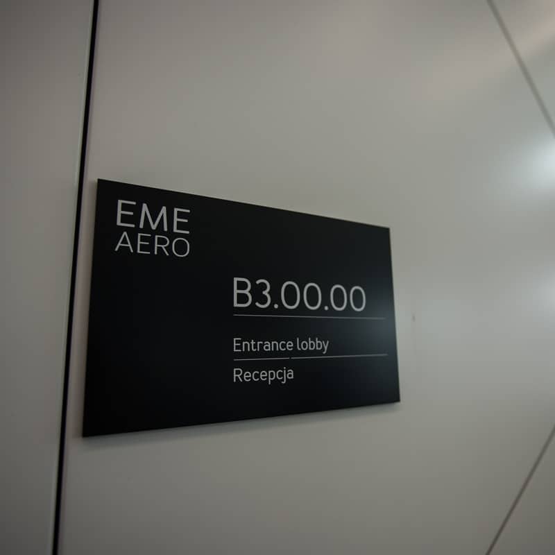 Oznakowanie pokoi biurowych Rzeszów EME Aero